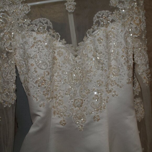 VINTAGE Long Pink GOWN VERY Long Train Size 10W BY VENUS VERY EMBELLISHED - Picture 5 of 8